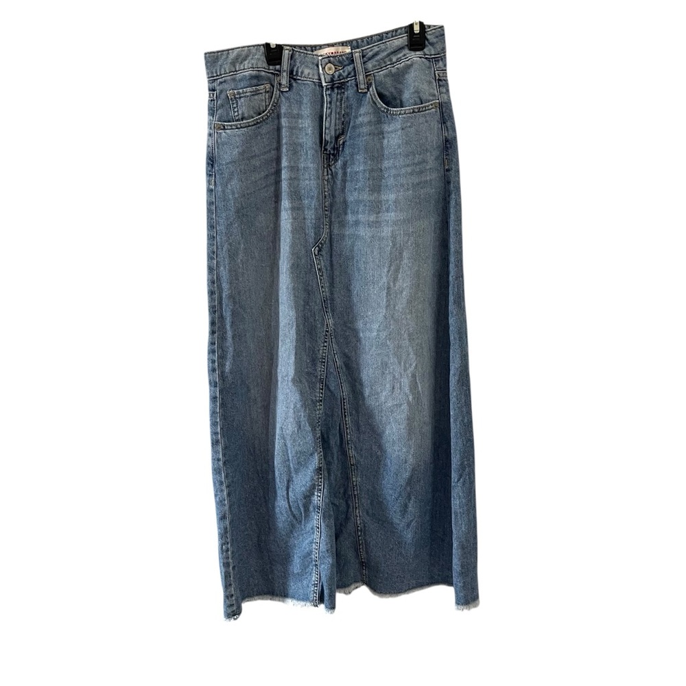 LUCKY BRAND Denim Maxi‎ Skirt Raw hem Size 2/26 boxGA